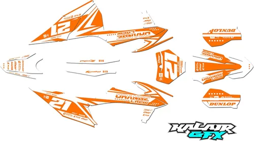 Miniatura 10 de Kit de gráficos para KTM Motocross de 2 tiempos 125 SX, 150 SX y 250 SX años 2019, 2020, 2021 y 2022 Orangecrew Series Cyan 16 Mil - Calcomanías