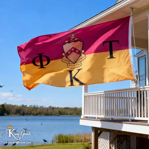 Miniatura 5 de Bandera griega de Phi Kappa Tau de la fraternidad oficial, ojales de latón y doble costura, pancarta de poliéster para decoración de pared