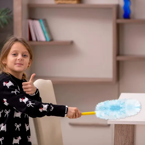 Miniatura 6 de Vesici 100 piezas de repuesto de plumero compatibles con Swiffer Dusters desechables a granel, repuesto grueso con 1 mango resistente para limpieza