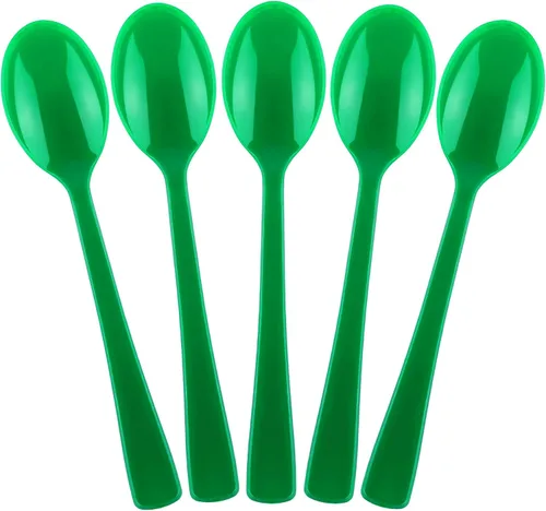 Miniatura 13 de Kochorie Paquete de 180 cucharas de plástico negras, utensilios desechables resistentes, 6.8 pulgadas, cucharas negras para fiesta a granel