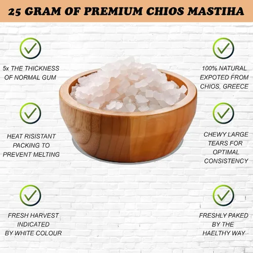 Miniatura 4 de Mastiha Chios Orgánico 20G – Goma de mastique griega 100% natural, vegana y sin gluten ni azúcar, resina auténtica de lágrimas de mastique