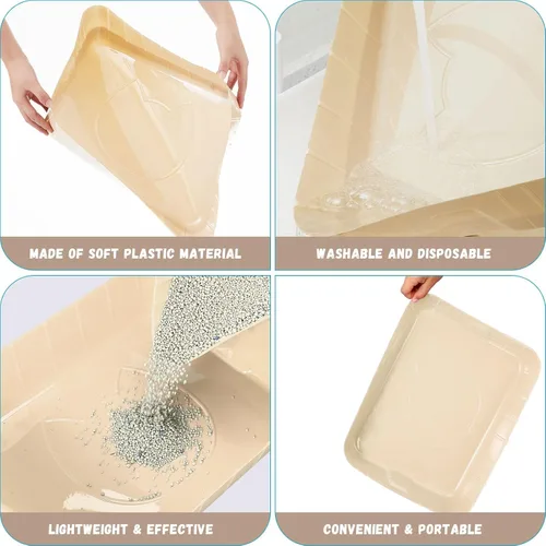 Miniatura 4 de Bokon Caja de arena desechable de 25 unidades para gatos, bandeja de arena desechable grande para viajes al hogar, cajas de arena de plástico