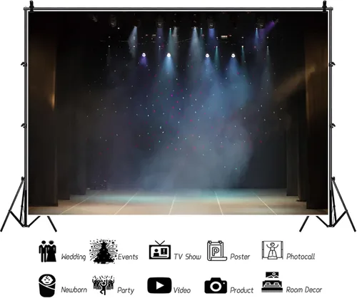 Miniatura 6 de Luces de fondo de escenario de 5 x 4 pies, confeti láser, luces de escenario, decoración de azulejos, suelo, fotografía, fondo, música, fiesta