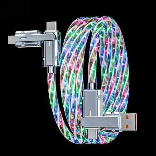 Miniatura 16 de Cable USB PD cargador rápido iluminado (USB 4 en 1 azul), soporta transferencia de datos, se puede utilizar como luz nocturna, longitud del cable