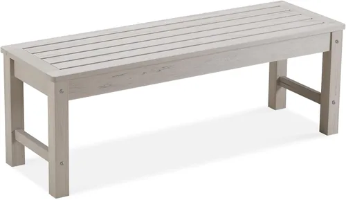 Psilvam Banco para exteriores, banco de porche de madera de polietileno para dos personas, banco de jardín resistente a la intemperie que nunca se