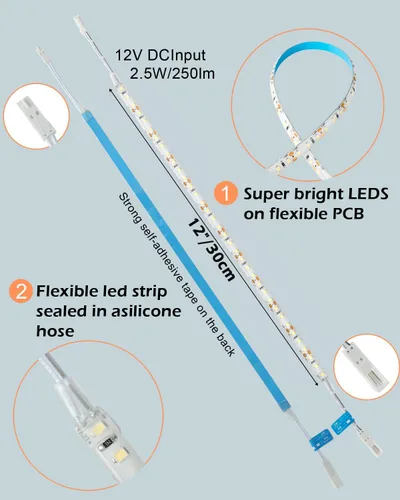 Miniatura 8 de Iluminación para debajo del gabinete, (8) tiras de luz LED flexibles de 12 pulgadas, 20 W, 2000 lm, luz blanca diurna, luces LED duraderas