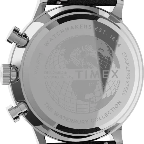 Miniatura 5 de Timex Men's Waterbury Classic Chrono 40mm Stainless Steel Quartz Dress Watch with Leather Strap