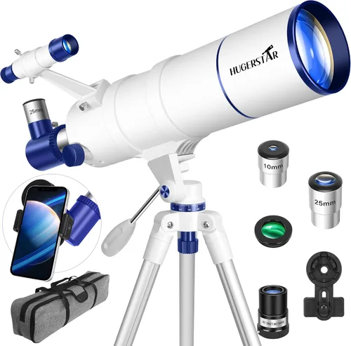 Telescopio para adultos de alta potencia, apertura de 90 mm, telescopio refractor portátil de 550 mm para niños y principiantes de astronomía,