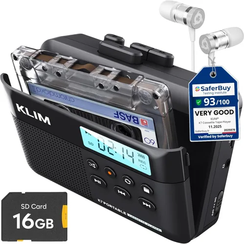 Miniatura 10 de KLIM Reproductor de cinta de casete K7 - Convertidor de casete a MP3 - Portátil - Micrófono y altavoz integrados - Batería recargable - Auriculares