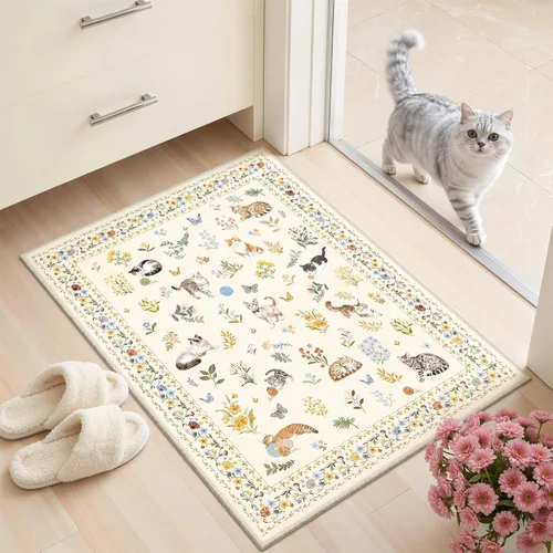 Miniatura 139 de Alfombra de pasillo Soalmost 2'6" x 10' lavable, alfombra antideslizante para cocina, baño, lavandería, alfombras vintage ultra delgadas para Beige