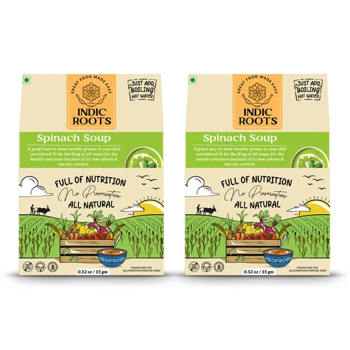 Organic Roots Sopa de espinacas Palak paquetes de sopa instantánea saludable natural lista para cocinar, mezcla de sopa de verduras en polvo,
