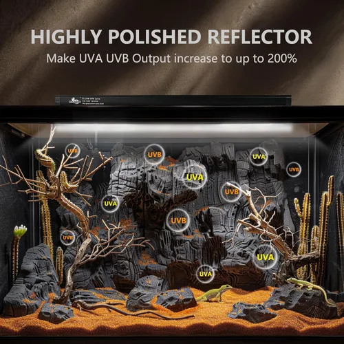 Miniatura 6 de T5 - Kit combinado de iluminación UVB para reptiles, lámpara de 8 W con bombillas Desert 10.0 T5 UVB, lámpara de calor para campana de terrario