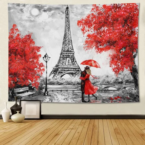 Miniatura 9 de Narikuto Tapiz de la Torre Eiffel, telón de fondo de París para arte romántico de pared de la ciudad de Francia, decoración de fiesta de cumpleaños