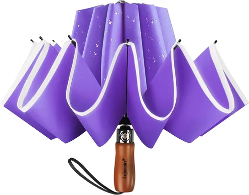 Miniatura 10 de Lejorain Golf Large Inverted Umbrella - Black Big Windproof Heavy Duty Upside Down 46/50/54 Inch Compact Reverse Car Automatic Folding Reflective
