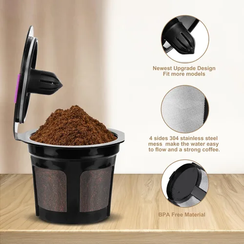 Miniatura 3 de K Cups reutilizables para K-eurig, paquete de 8 K Cups de cápsulas de café reutilizables, K Cup reutilizable universal para K-eurig 1.0 y 2.0