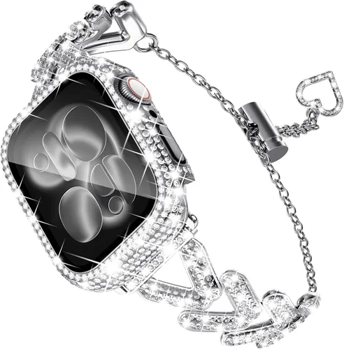 Miniatura 18 de Correa y Funda Diseñadas por KADES para Apple Watch Series de 46 mm, 45 mm, 44 mm, 42 mm, 41 mm, 40 mm, 38 mm para Mujer, Correa de Metal