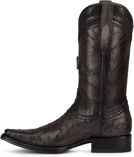 Miniatura 4 de CUADRA Botas vaqueras para hombre en piel de avestruz auténtica, color marrón