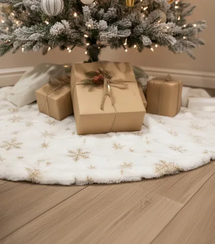 Miniatura 2 de AOGU - Falda para árbol de Navidad de 36 pulgadas con lentejuelas de piel sintética, decoración de árbol de Navidad para una feliz fiesta navideña