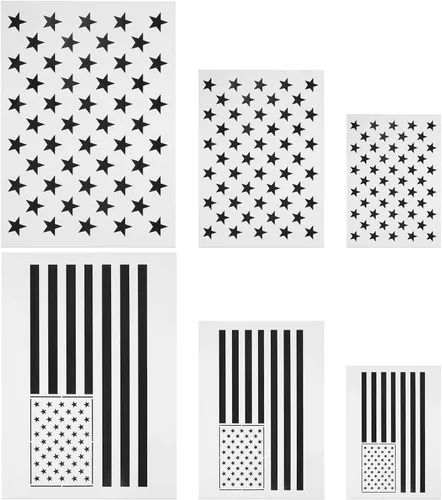Plantilla de estrella de 50 estrellas con la bandera estadounidense y plantilla de bandera de Estados Unidos 2 en 1 para pintar sobre tela, papel,