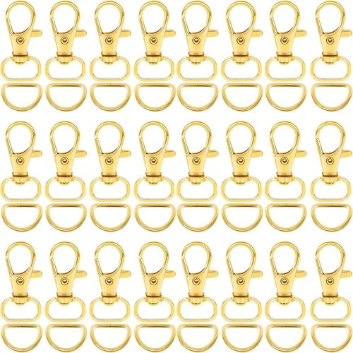 SANNIX 120 ganchos de clip para llavero y anillos en D a granel incluyen 60 ganchos giratorios a presión clips de cordón y 60 anillos en D para