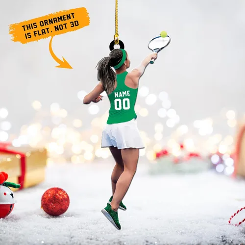 Miniatura 3 de Adorno plano acrílico personalizado para niña, jugador de tenis, regalo para amantes del tenis, jugador de tenis, adorno de Navidad para árbol de Tn1