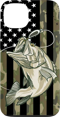 Miniatura 7 de Funda de camuflaje para iPhone 16, diseño de bandera estadounidense, pescador, pescador, camuflaje