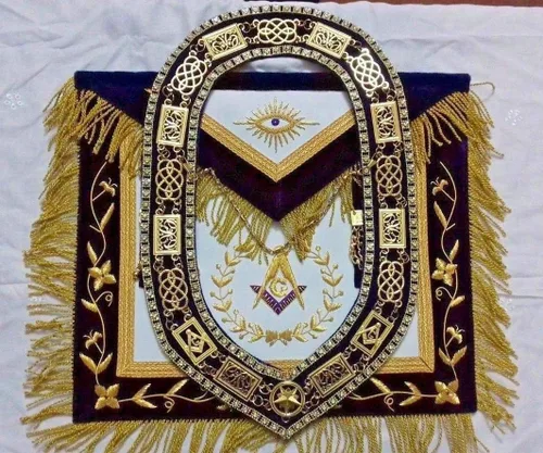 Miniatura 3 de DELANTAL MASÓNICO GRAND LODGE PAST MASTER CON CADENA COLLAR MORADO talla libre, Púrpura