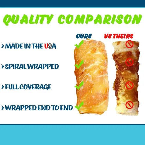 Miniatura 3 de Texas Pet Company Golosinas de pollo para perros, suaves, crujientes y masticables para perros envueltas en cuero crudo, golosinas grandes