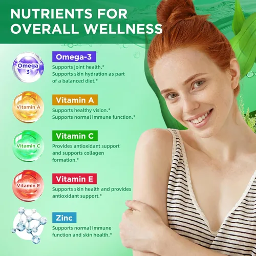 Miniatura 4 de Paquete de 2 gomitas Omega-3 de 1000 mg, aceite de pescado alternativo de Omega 3 para adultos, DHA a base de algas de 600 mg y EPA 300 mg +