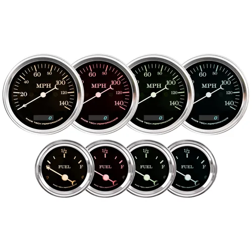 Miniatura 3 de RACETECH Clásico Juego de 6 Calibradores - 85mm 3-3/8" Velocímetro GPS Tachómetro Eléctrico - 52mm 2-1/16" Voltaje Nivel de Combustible Temperatura