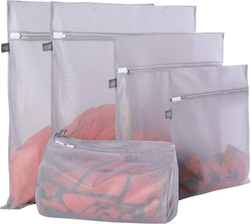 Miniatura 12 de Bolsa Kimmama de lavandería de malla, bolsa de lavado para lavadora, bolsa de red con cremallera, bolsa para secadora para limpieza y secado