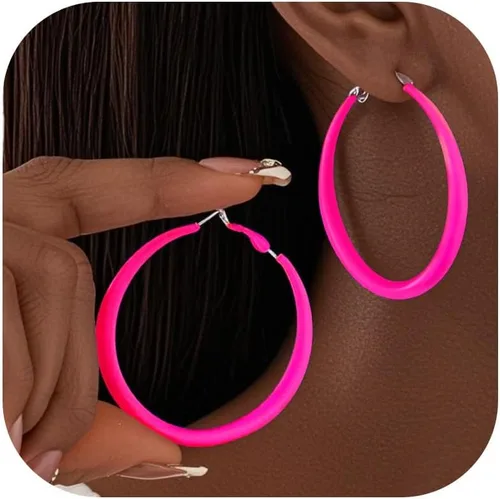 Aretes de aro coloridos retro de los años 80 y 90 para mujer, aretes de fiesta vintage de neón para trajes diarios, vestidos de noche