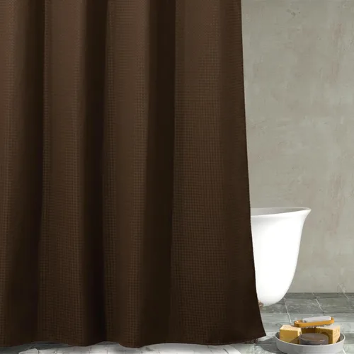 Miniatura 24 de Cortina de ducha negra con tejido de gofre: cortinas de ducha de tela texturizada resistente para baño, repelente al agua, 256 GSM, cortina de baño