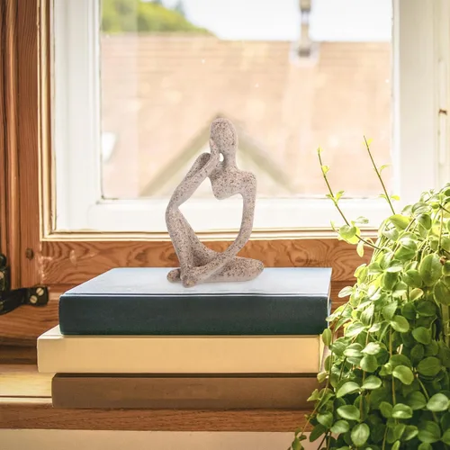 Miniatura 5 de Estatuilla de pensador de resina, escultura abstracta, estatua decorativa para el hogar, oficina, estantería y escritorio, arte estético único