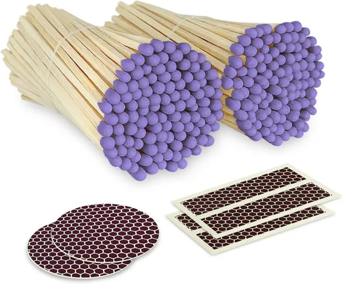 Cerillas de color lila de 4 pulgadas (200 unidades, con calcomanías llamativas incluidas) | Decorativo único y divertido para tu hogar, regalos,