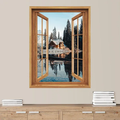 Miniatura 31 de SIGNWIN Adhesivo mural removible para pared, atardecer cielo naranja, otoño, bosque, árbol, paisaje, naturaleza, arte fino, rústico, paisaje