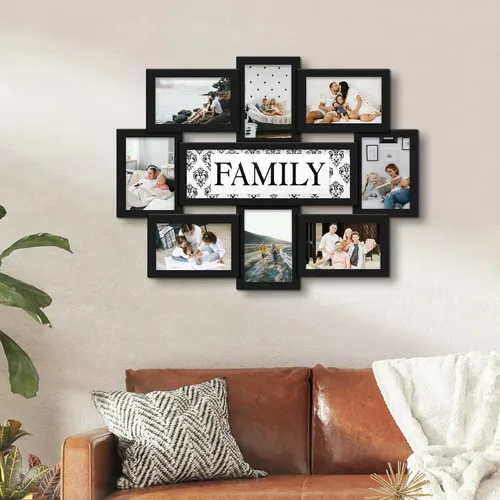 Miniatura 5 de Jerry & Maggie Marco de fotos familiar de 8 aperturas de 4 x 6 marcos para decoración de pared familiar, marcos de fotos de PVC para galería