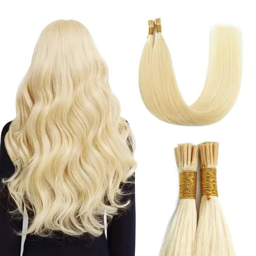 Miniatura 20 de Sunya Extensiones de cabello humano con punta en I Tip, 1.76 oz, 50 mechones por paquete, extensiones de cabello con queratina previamente unidas