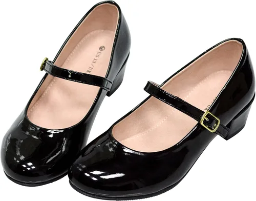 Zapatos de vestir para niñas, zapatos de vestir Mary Jane para niñas, zapatos de princesa para boda, fiesta, niña, zapatos escolares de tacón bajo