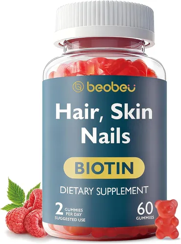 Gomitas de biotina para el cabello, la piel y las uñas, apoya el crecimiento del cabello, piel saludable y uñas más fuertes, vitaminas veganas para
