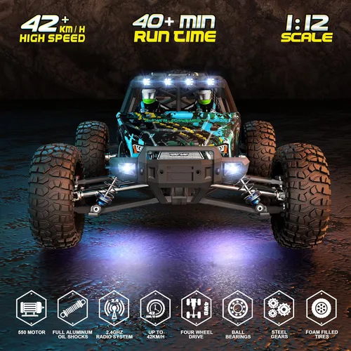 Miniatura 3 de Camión de Control Remoto 2995 Escala 1:12 RC Buggy Motor 550 Versión Mejorada 42KM/H Alta Velocidad Coches RC, Eléctrico 4X4 Todoterreno Camiones RC