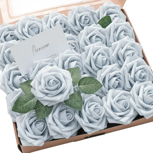 Miniatura 11 de Floroom Flores artificiales de espuma, aspecto real, con tallos, para manualidades, ramos de boda, centros de mesa, despedida de soltera, fiesta, 25