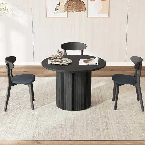 Miniatura 9 de weselon Mesa de comedor extensible de 42 a 105 pulgadas para 4 a 12, mesa de comedor ovalada expandible con base de pedestal estriada y pata