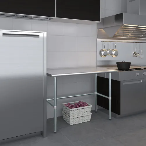 Miniatura 9 de Mesa de trabajo de acero inoxidable de base abierta de 24 x 48 pulgadas Residencial y comercial Preparación de alimentos Estación de trabajo