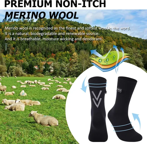 Miniatura 2 de RANDY SUN Calcetines impermeables de lana merino para senderismo, unisex, ligeros, transpirables, multideporte, 1 par