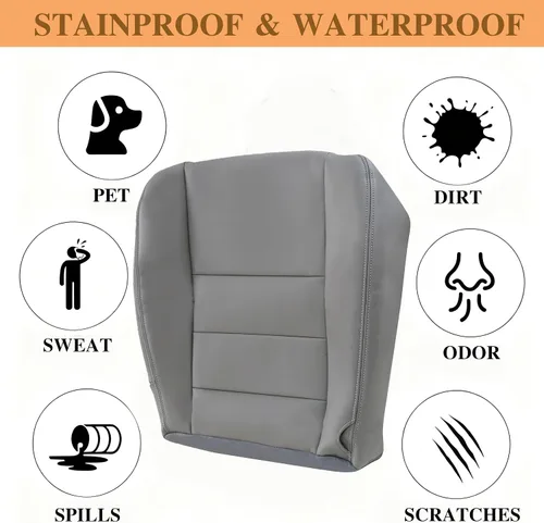 Miniatura 2 de Fundas de asiento inferiores del lado del conductor de cuero de microfibra gris aptas para F250 F350 F450 F550 Super Duty, Lariat XL, FX4 y XLT