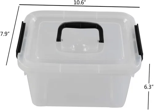 Miniatura 2 de Begale Contenedor pequeño de plástico de 5 cuartos de galón, caja de pestillo transparente con pestillos y 4