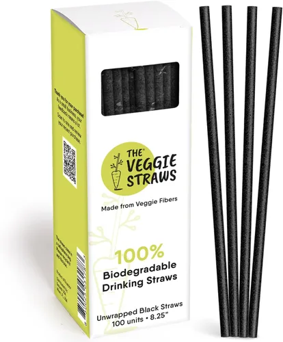Miniatura 8 de The Veggie Straws – 100 popotes biodegradables sin envolver de 8.25 pulgadas – Hecho de fibras vegetales, las mejores pajitas ecológicas