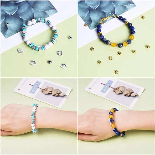 Miniatura 7 de Craftdady 600 cuentas espaciadoras tibetanas de 10 estilos, colores mezclados, aleación de metal, dijes para pulseras, collares, suministros