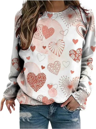 Miniatura 34 de Sudadera de manga larga con estampado de leopardo y corazón para mujer, para el día de San Valentín, sin botones, para niñas, regalos